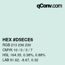 カラーコード: HEX #D5ECE6 | qconv.com