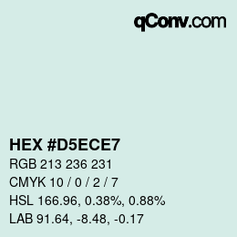 颜色代码: HEX #D5ECE7 | qconv.com