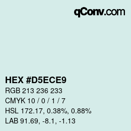 カラーコード: HEX #D5ECE9 | qconv.com