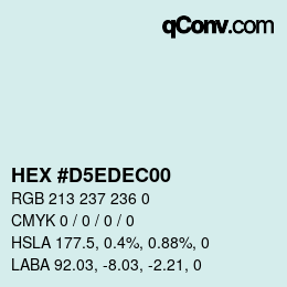 Color code: HEX #D5EDEC00 | qconv.com