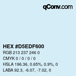 カラーコード: HEX #D5EDF600 | qconv.com