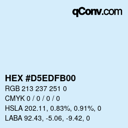 カラーコード: HEX #D5EDFB00 | qconv.com