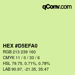颜色代码: HEX #D5EFA0 | qconv.com