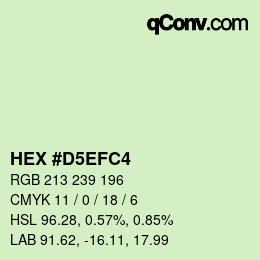 カラーコード: HEX #D5EFC4 | qconv.com