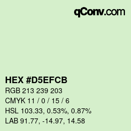 Farbcode: HEX #D5EFCB | qconv.com