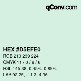 Color code: HEX #D5EFE0 | qconv.com