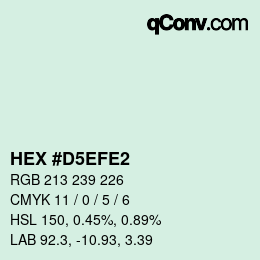 カラーコード: HEX #D5EFE2 | qconv.com