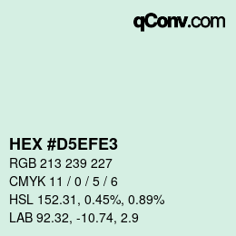 Color code: HEX #D5EFE3 | qconv.com