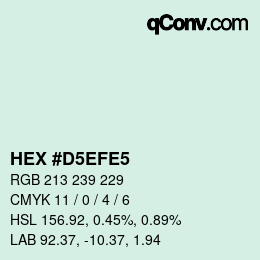 Color code: HEX #D5EFE5 | qconv.com