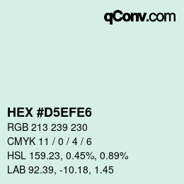 Color code: HEX #D5EFE6 | qconv.com