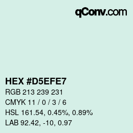 カラーコード: HEX #D5EFE7 | qconv.com
