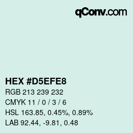 Color code: HEX #D5EFE8 | qconv.com