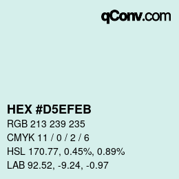 Farbcode: HEX #D5EFEB | qconv.com