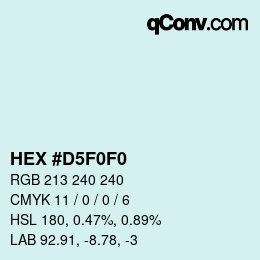 Color code: HEX #D5F0F0 | qconv.com