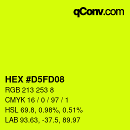 颜色代码: HEX #D5FD08 | qconv.com