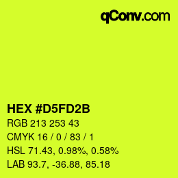 颜色代码: HEX #D5FD2B | qconv.com