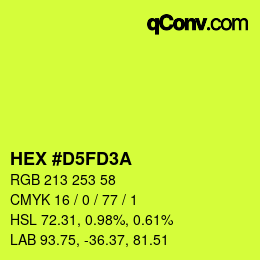 カラーコード: HEX #D5FD3A | qconv.com