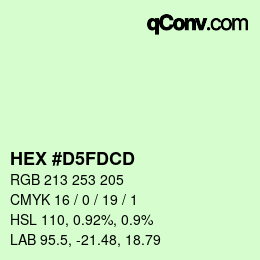 カラーコード: HEX #D5FDCD | qconv.com
