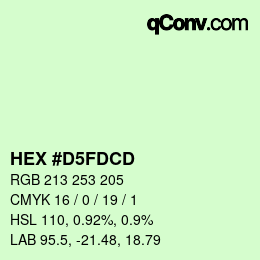 Color code: HEX #D5FDCD | qconv.com