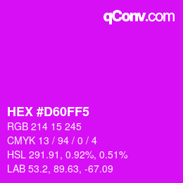颜色代码: HEX #D60FF5 | qconv.com