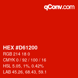 颜色代码: HEX #D61200 | qconv.com
