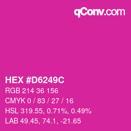 颜色代码: HEX #D6249C | qconv.com