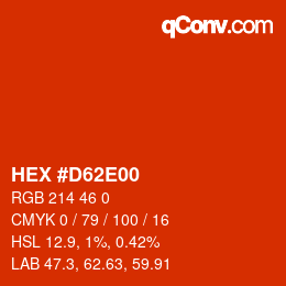 Código de color: HEX #D62E00 | qconv.com