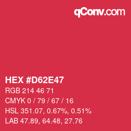 Code couleur: HEX #D62E47 | qconv.com