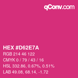 颜色代码: HEX #D62E7A | qconv.com