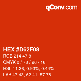Color code: HEX #D62F08 | qconv.com