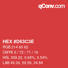 Color code: HEX #D63C3E | qconv.com