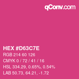 カラーコード: HEX #D63C7E | qconv.com