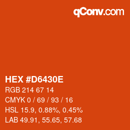 Color code: HEX #D6430E | qconv.com