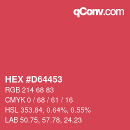 カラーコード: HEX #D64453 | qconv.com