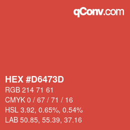 颜色代码: HEX #D6473D | qconv.com