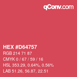 カラーコード: HEX #D64757 | qconv.com