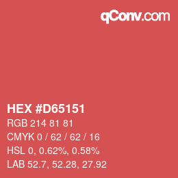 颜色代码: HEX #D65151 | qconv.com