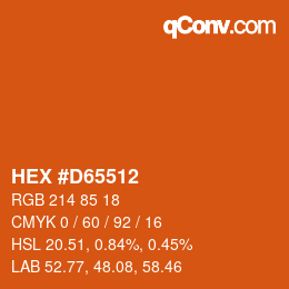 Color code: HEX #D65512 | qconv.com