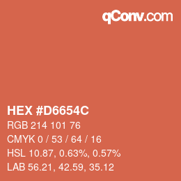 Farbcode: HEX #D6654C | qconv.com