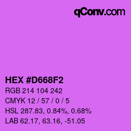 カラーコード: HEX #D668F2 | qconv.com