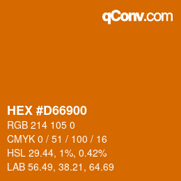 Code couleur: HEX #D66900 | qconv.com