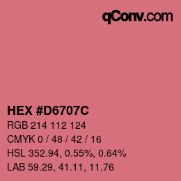 颜色代码: HEX #D6707C | qconv.com