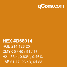 Farbcode: HEX #D68014 | qconv.com