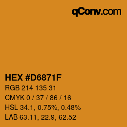 颜色代码: HEX #D6871F | qconv.com