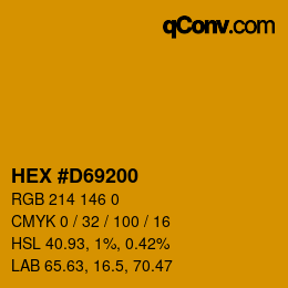 Code couleur: HEX #D69200 | qconv.com