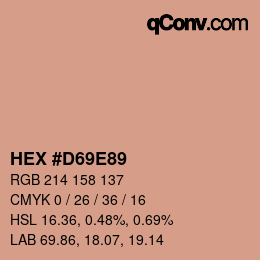カラーコード: HEX #D69E89 | qconv.com