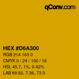 颜色代码: HEX #D6A300 | qconv.com