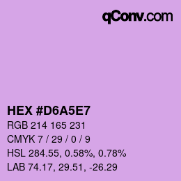 Color code: HEX #D6A5E7 | qconv.com