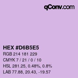颜色代码: HEX #D6B5E5 | qconv.com