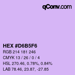 Farbcode: HEX #D6B5F6 | qconv.com